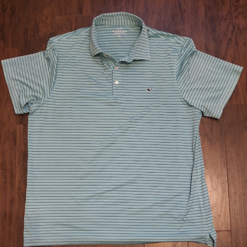 Vineyard Vines Blue Polo Shirt with Classic Stripes